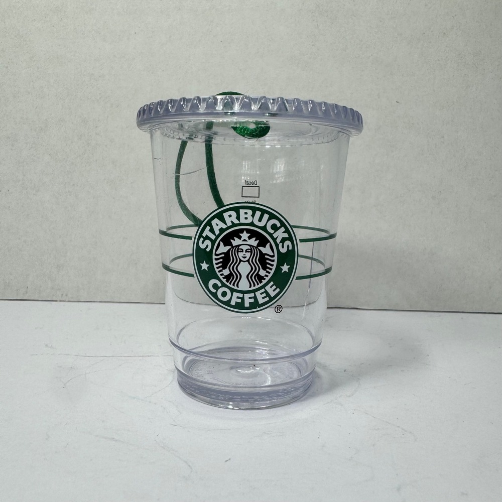 Starbucks Coffee 2009 Holiday Iced Cup Ornament Clear‎ Plastic Green Siren Logo
